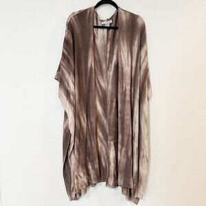 Bryn‎ Walker Sweater Womens Shawl Open Front Cardigan Tie Dye Brown Lagenlook S
